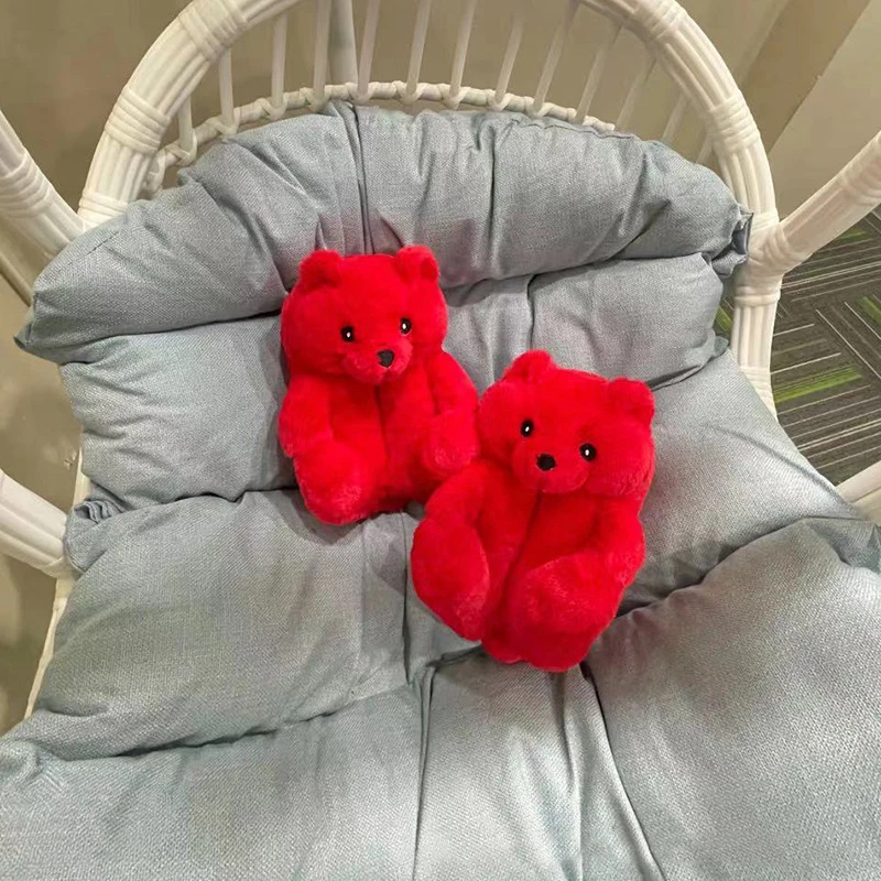 Teddy Bear Slippers Wholesale New Fuzzy Plush Slippers House Teddy Bear Slippers For Women Girls