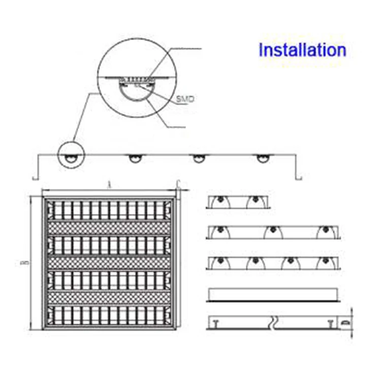 Светодиодная Встраиваемая решетка высокой мощности, квадратный потолочный светодиодный панельный светильник с SMD