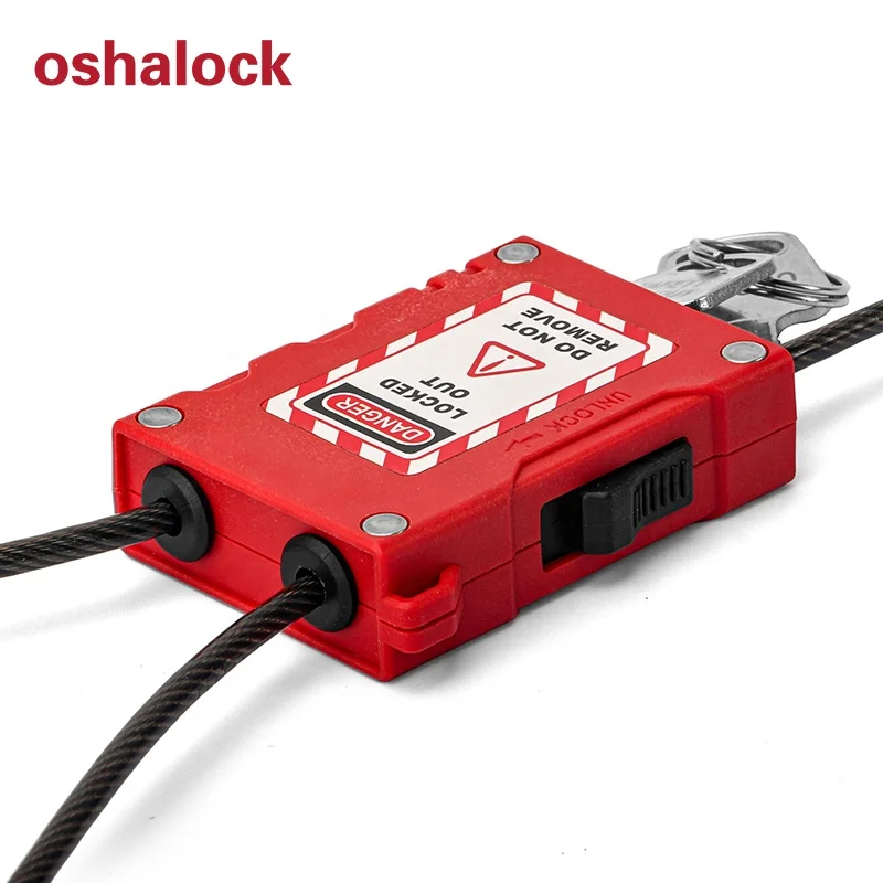 Adjustable Cable Lockout safety padlock with Plastic-coated Stainless Steel Cable