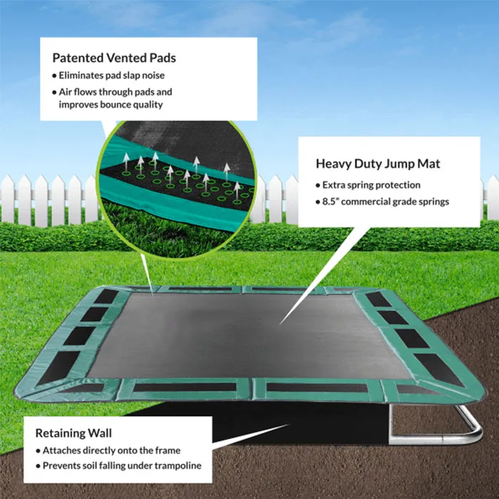 Zoshine outdoor inground spring free trampoline big trampoline with Enclosures for kids and adults