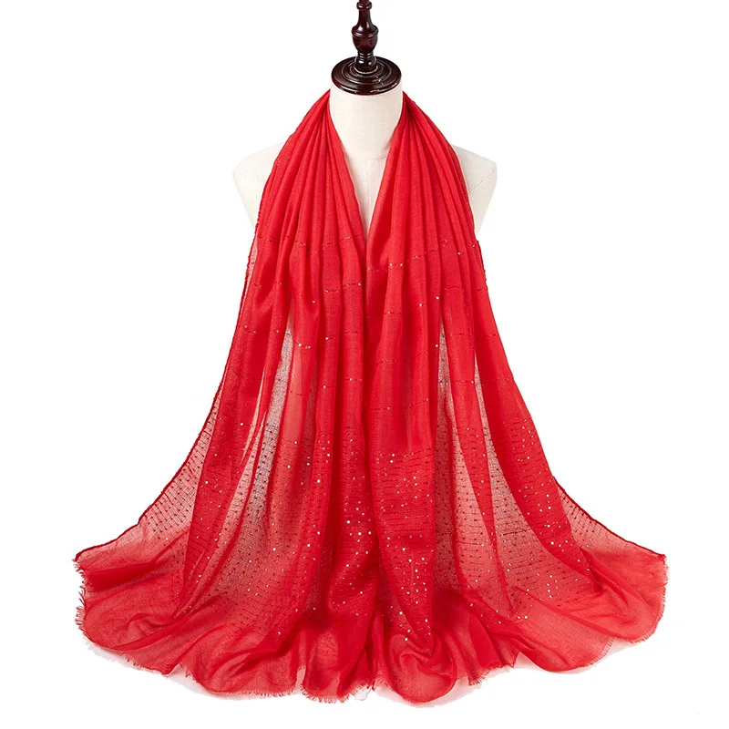 Ethnic scarves wholesale cotton linen tassels autumn and winter sequin scarves ladies shawl