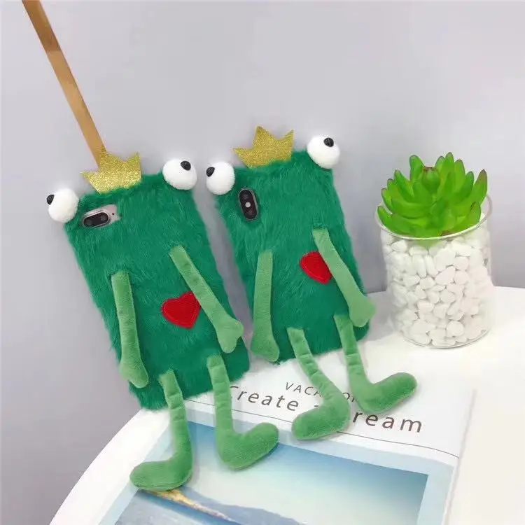 
Most Popular Warm Cute Frog Furry TPU Phone Case Covers For Iphone X 