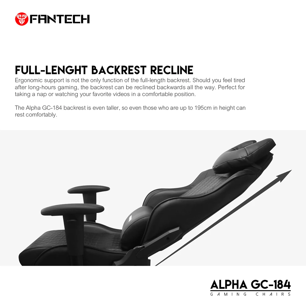 High Quality Gaming Chair GC184 Fantech For Both Gaming Cafe and Office Use PU Leather Adjustable Height Computer Accessory