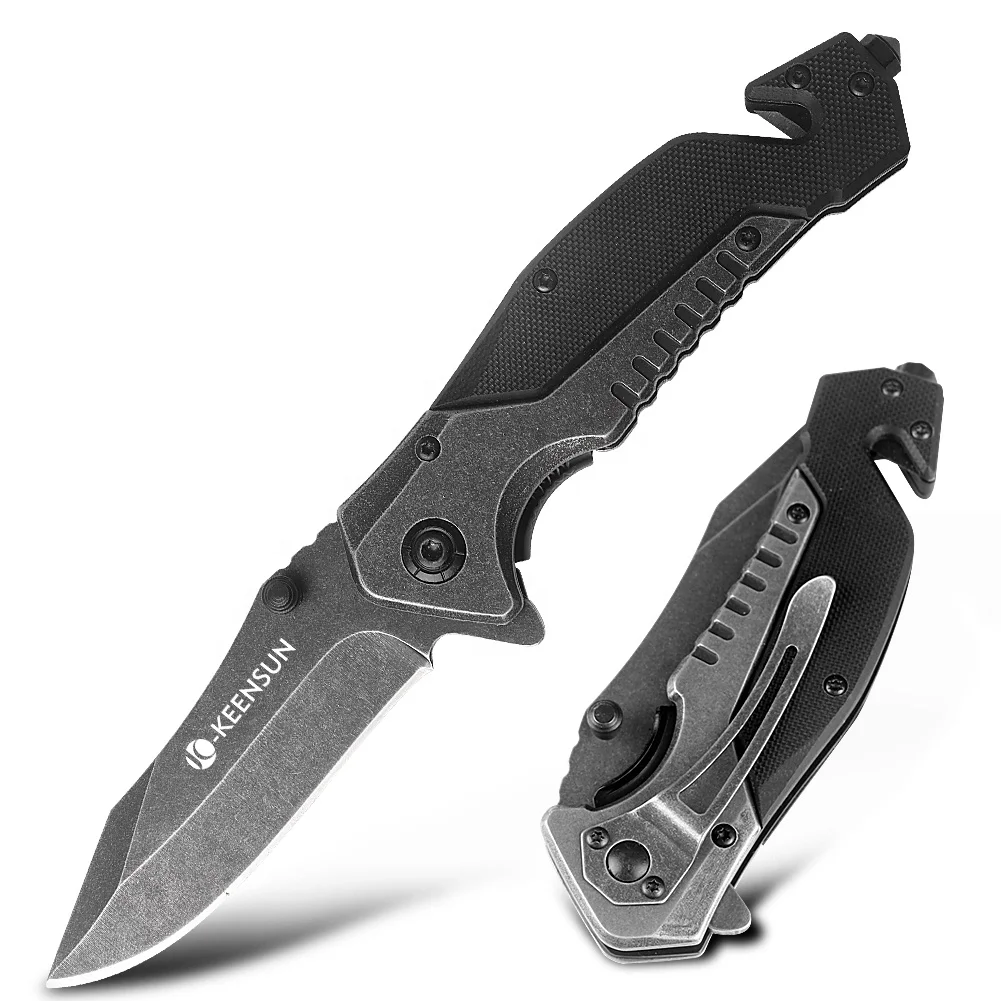 Hot selling wholesale cool looking folding hunting tool stainless pocket outdoor camping  g10 handle knife