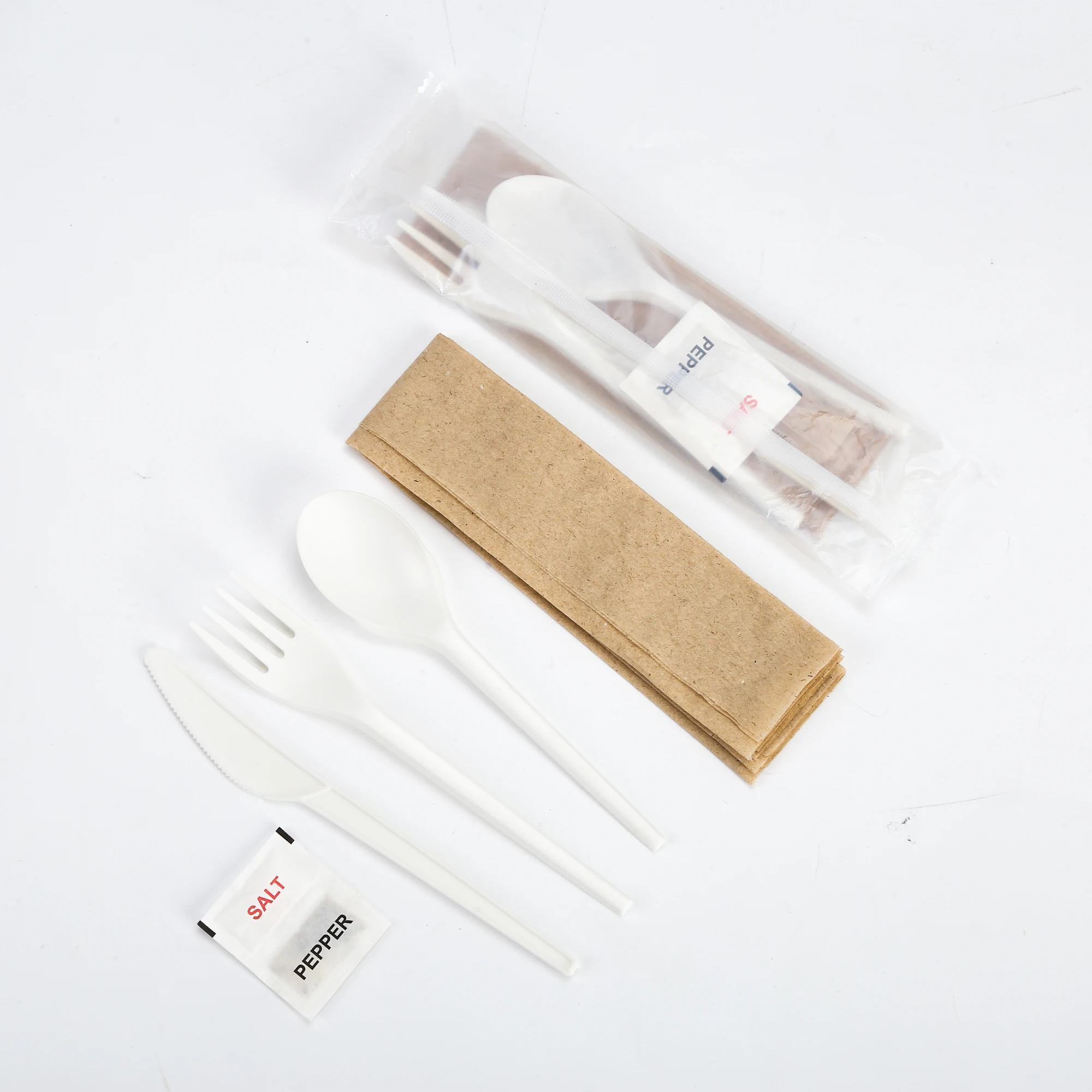 Bulk Package Disposable Biodegradable Eco Friendly Nature CPLA Knife Fork Spoon Set Cutlery Kit