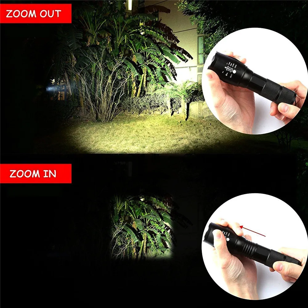 Plastic box 5 Lighting Modes led flashlight 1200mAh 18650 Li-ion battery Charger with USB cable