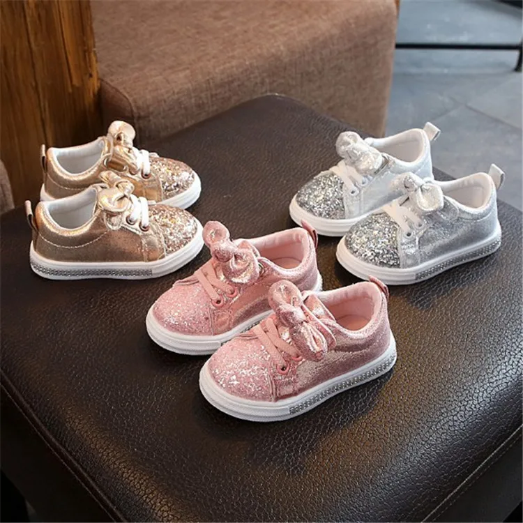 2020 Spring and autumn children shoes bowknot girls sequined casual shoes