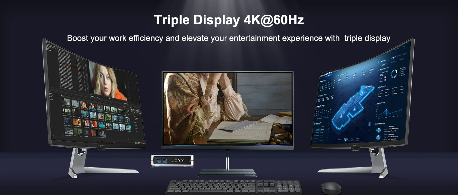 Business Education Mini PC CPU Intel N100 Office Mini PC DDR5  Multiple Displays 2*HD 1*DP Window 11/LINUX NUC Mini PC