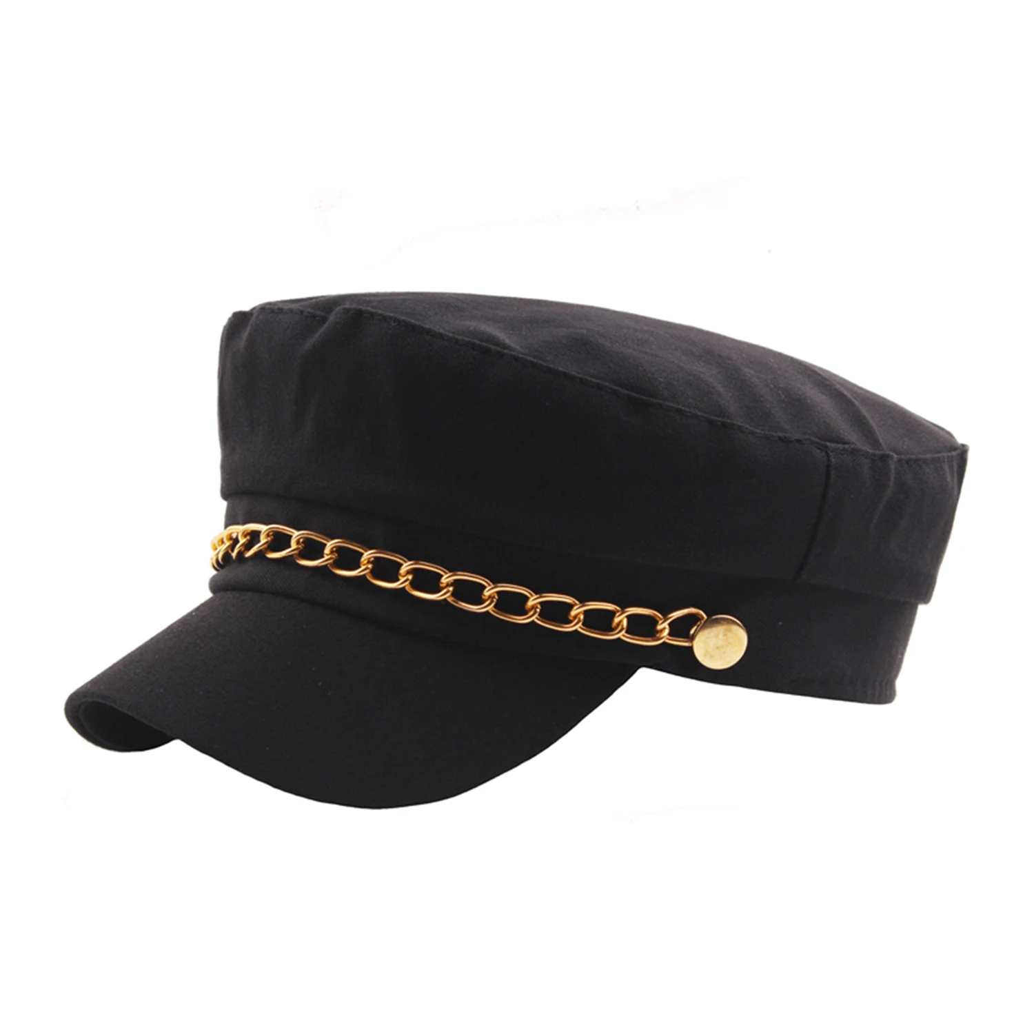 Women Adults Punk Navy Cap Fashion Funky Army Casual High Quality Iron Chain Military Berets