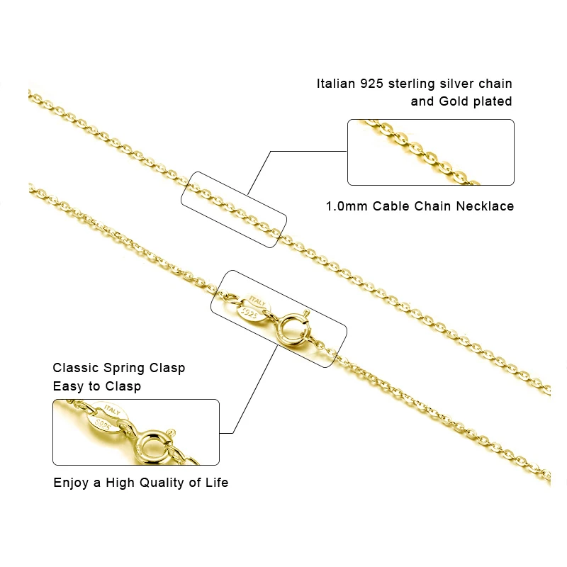 RINNTIN SC06 cadenas de oro ювелирные изделия оптом итальянские 925 пробы серебряные Кабельные цепи звенья Золотая цепь для женщин