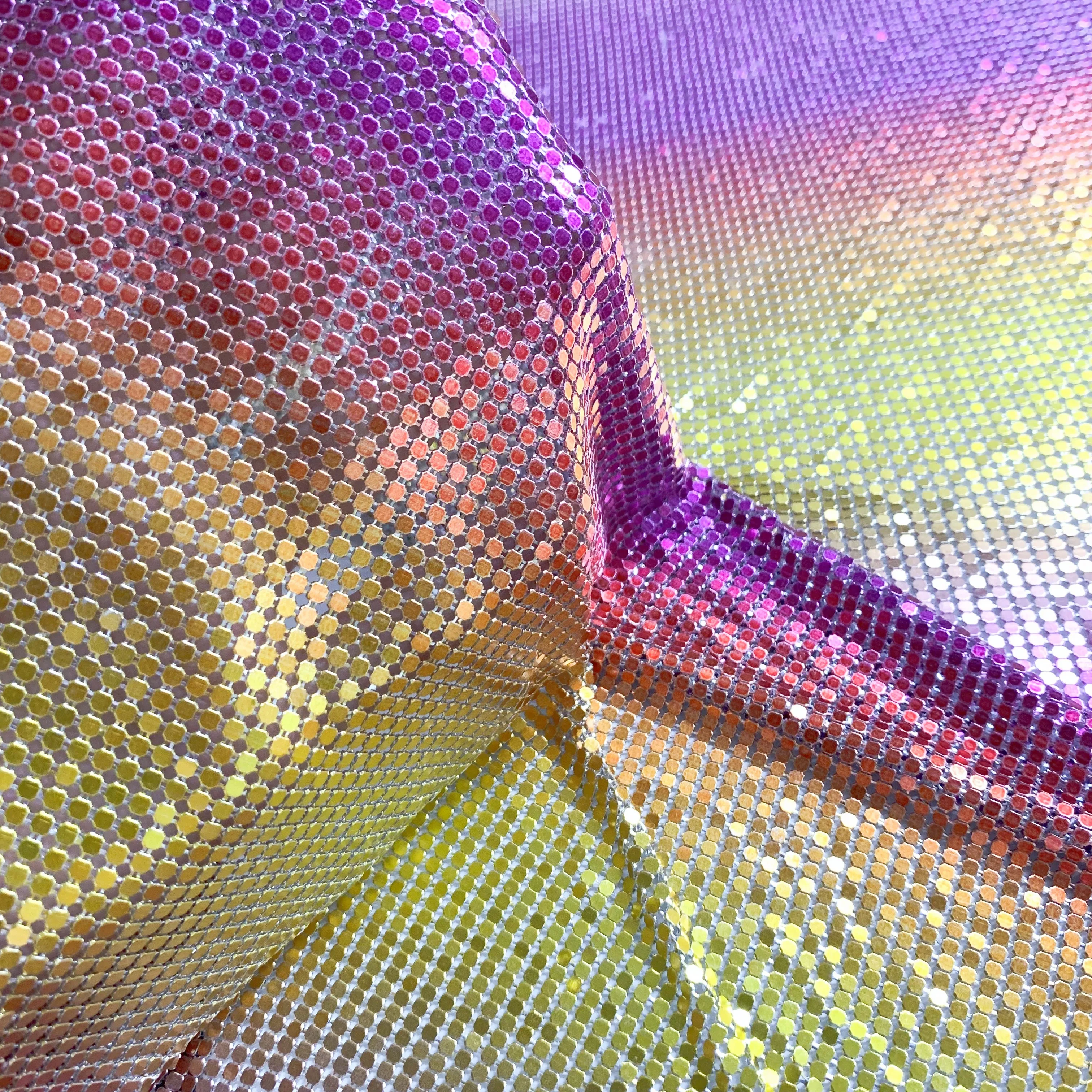 Fast Delivery Black Iridescent Aluminum Metal Mesh Metallic Sequin Chain mail Fabric For Dress Metallic Sequin Mesh