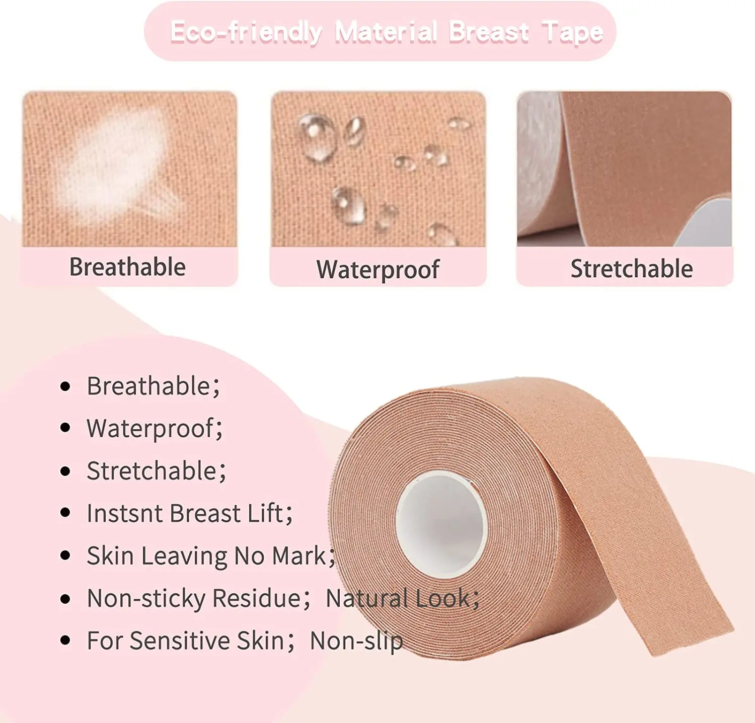 Anthrive OEM 5 7.5cm*5m Body Waterproof Invisible Instant Lift Up Push With Box Nipple Cover Pasties Boob Breast Lift Bra Tape