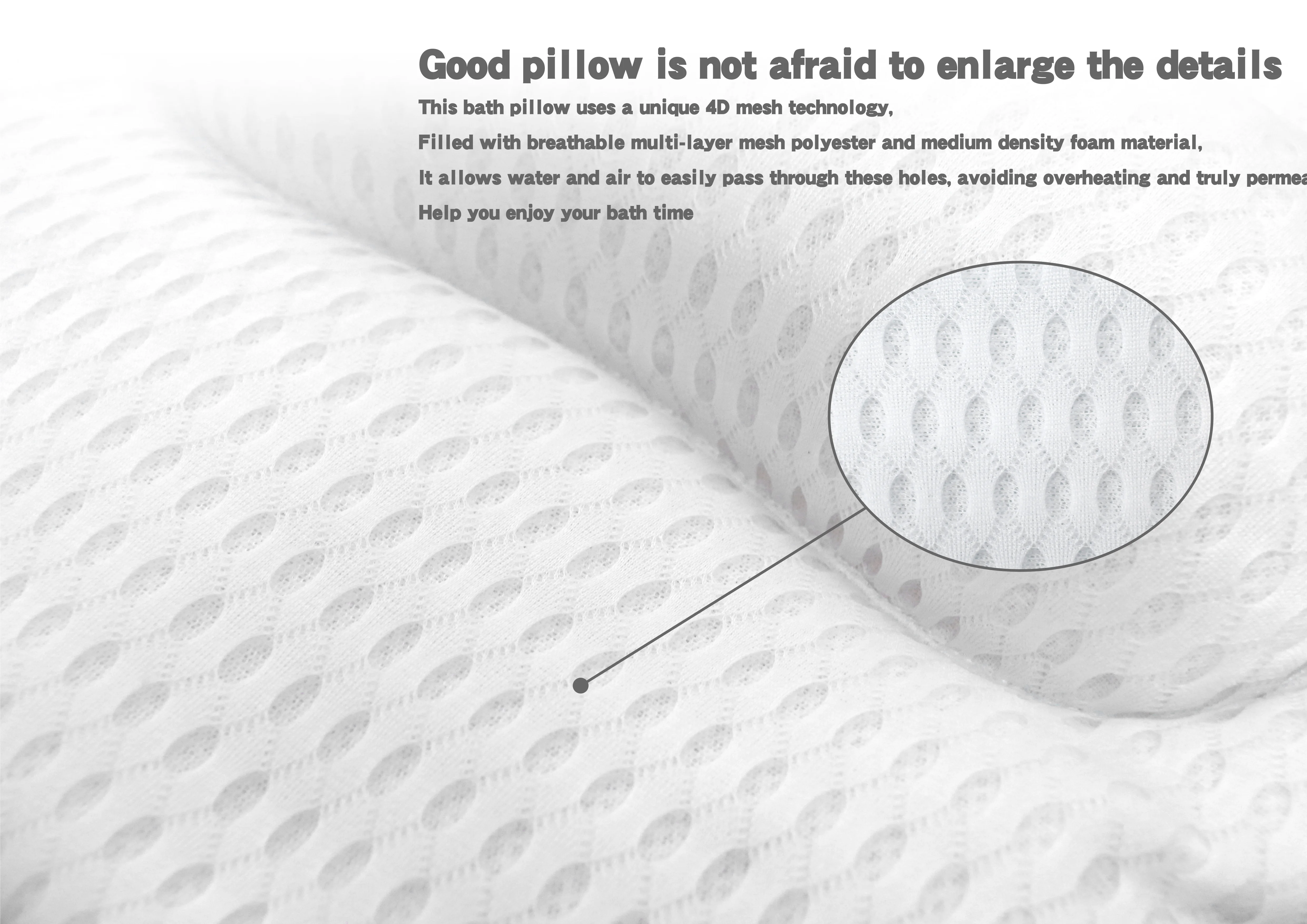 white bath pillow spa 3D mesh bath pillow with suction cup for tub in bathroom gel bath pillow