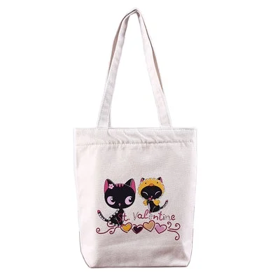 
Shoulder Bulk Bags Cat Messenger Custom Printed Logo Canvas Shopping Tote Bag 
