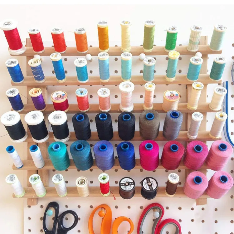 Wooden Holder For Storing Needles and Threads 60-spool Thread Rack Household Wooden Wire Racks