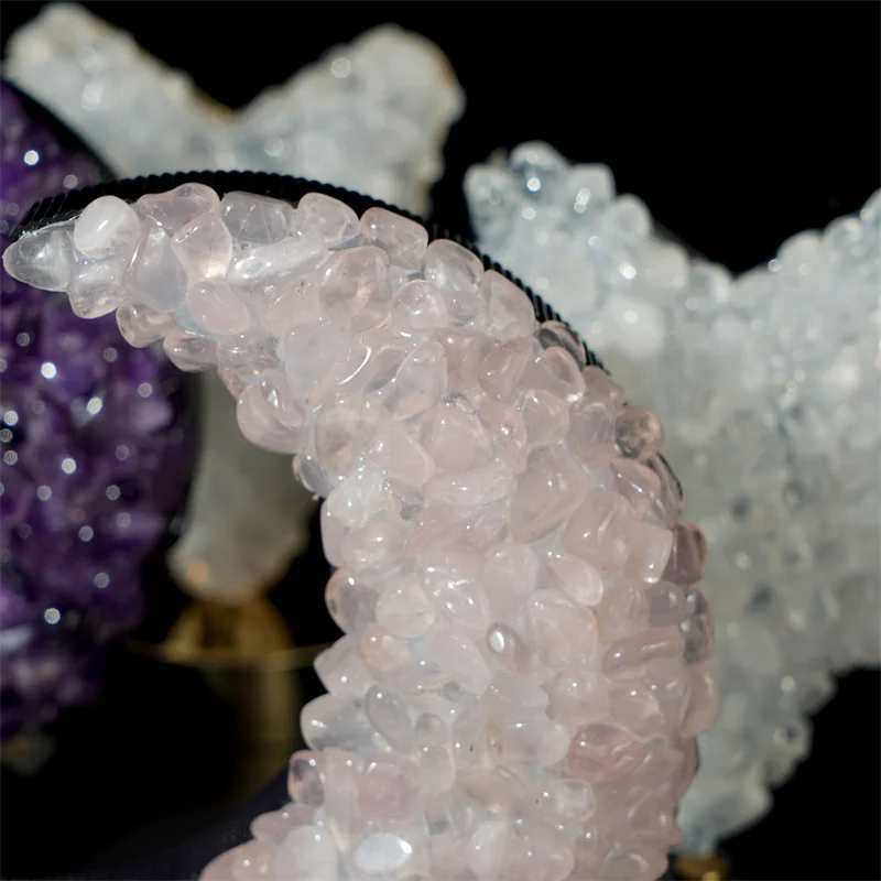 POP Crystal Night USB Light Amethyst Tumbled Stone Night Lamp Clear Rose Quartz Moon Star for Decoration