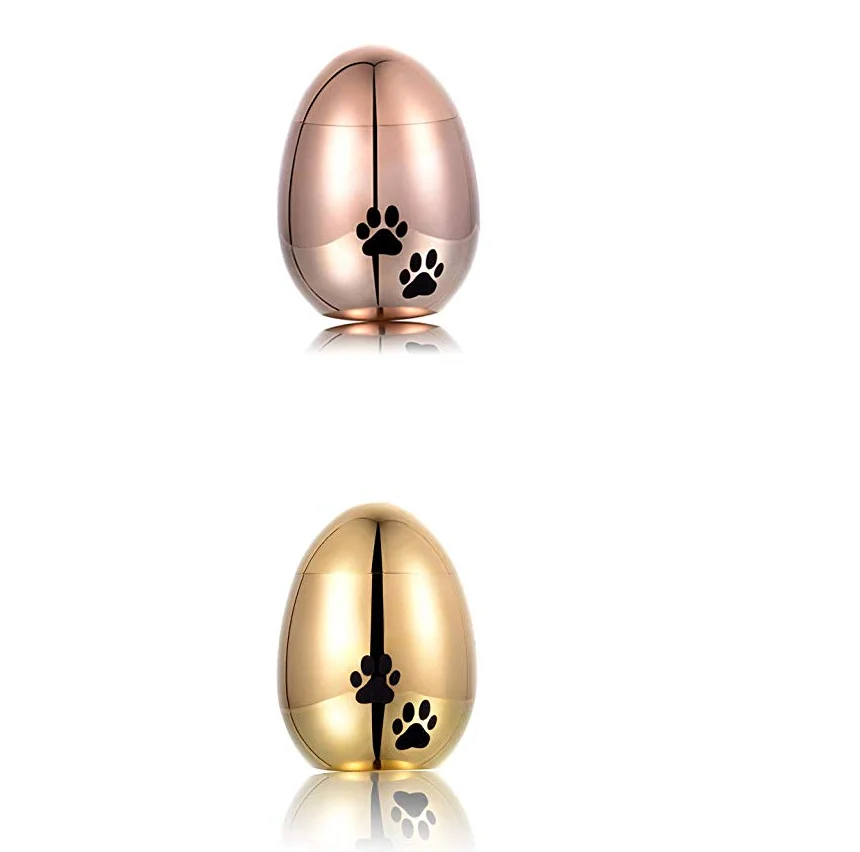 Egg Shape Mini Cremation Urn For Pet Animal Ashes Dog Paw Print Silver Gold Rose Gold Black Urn For Ashes Pendant Free Engrave