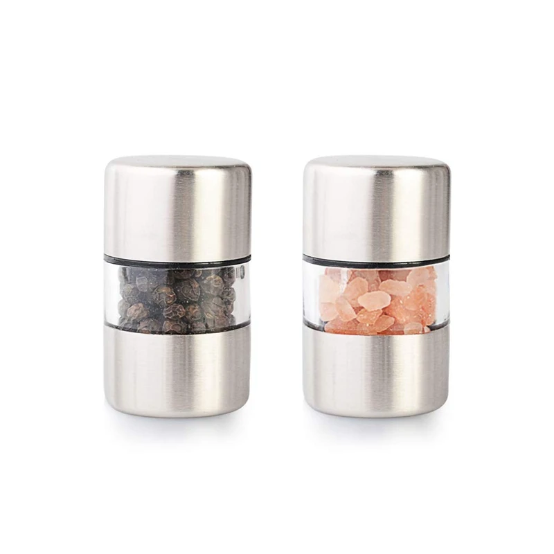 2023 Mini Manual Stainless Steel Salt Pepper Mill Grinder With Glass Bottle Ceramic Burr Dry Spice Grinder for Sale