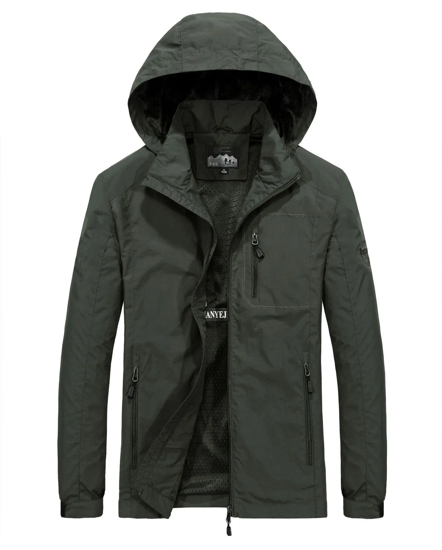 Hot Sell Polyester Nylon Sports Windproof Waterproof Outdoor Light Men Plain Windbreaker Jacket