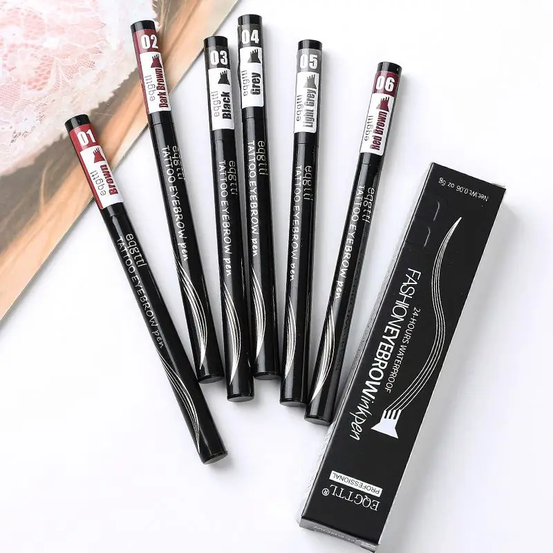 Waterproof Natural Fork Tip Eyebrow Pencil Four Heads Eyebrow Tattoo Pen Fine Sketch Liquid Long Lasting Eyebrnhancer Powder Pen