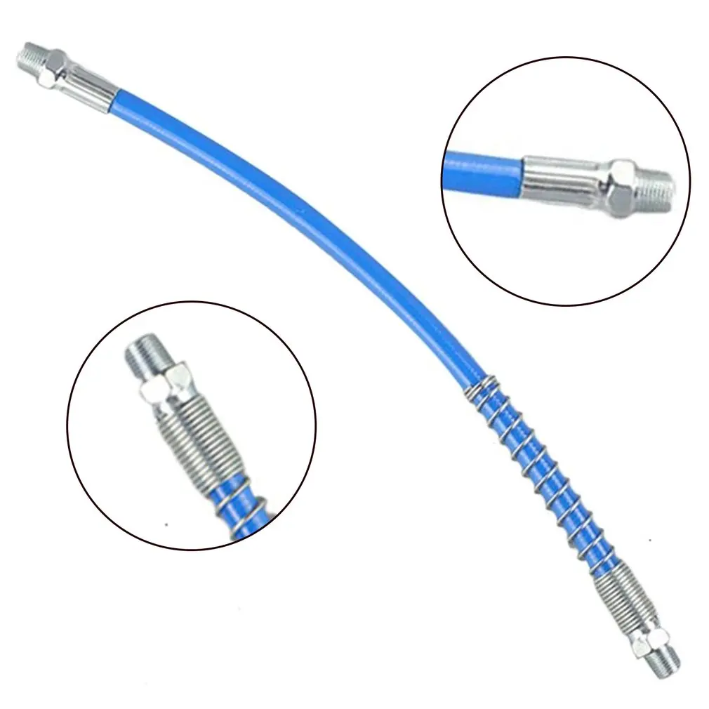 Grease Gun Hose 30CM Flexible Heavy Duty Flex Hose Explosion-Proof Spring Lube Gun Hose For Hand And Air Powered Grease Guns
