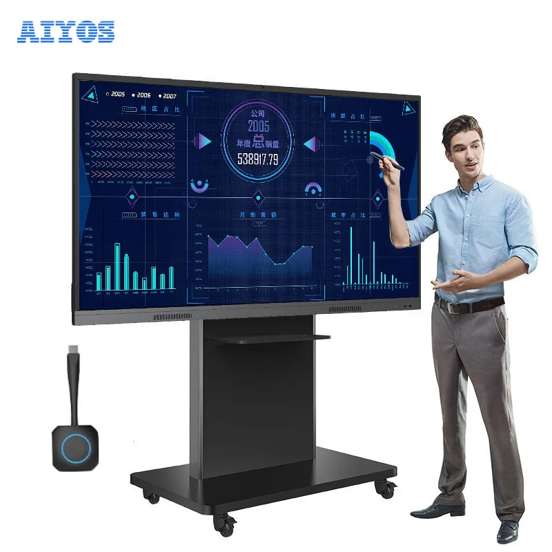 
55 Inch Educational Equipment 4K IR Touch Screen Digital Whiteboard Smart Display Interactive Whiteboard With Handwriting Pen 