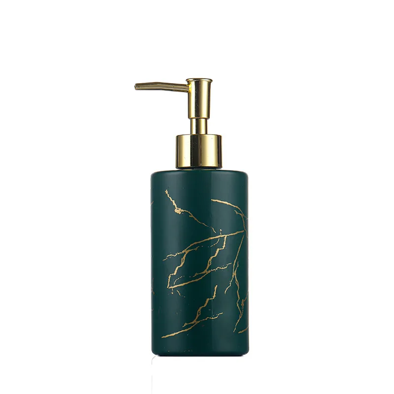 Nordic Bathroom Accessories Marble Texture Gold Press Bottle 320ml shower gel and hand sanitizer bottle for Hotel or Home Use