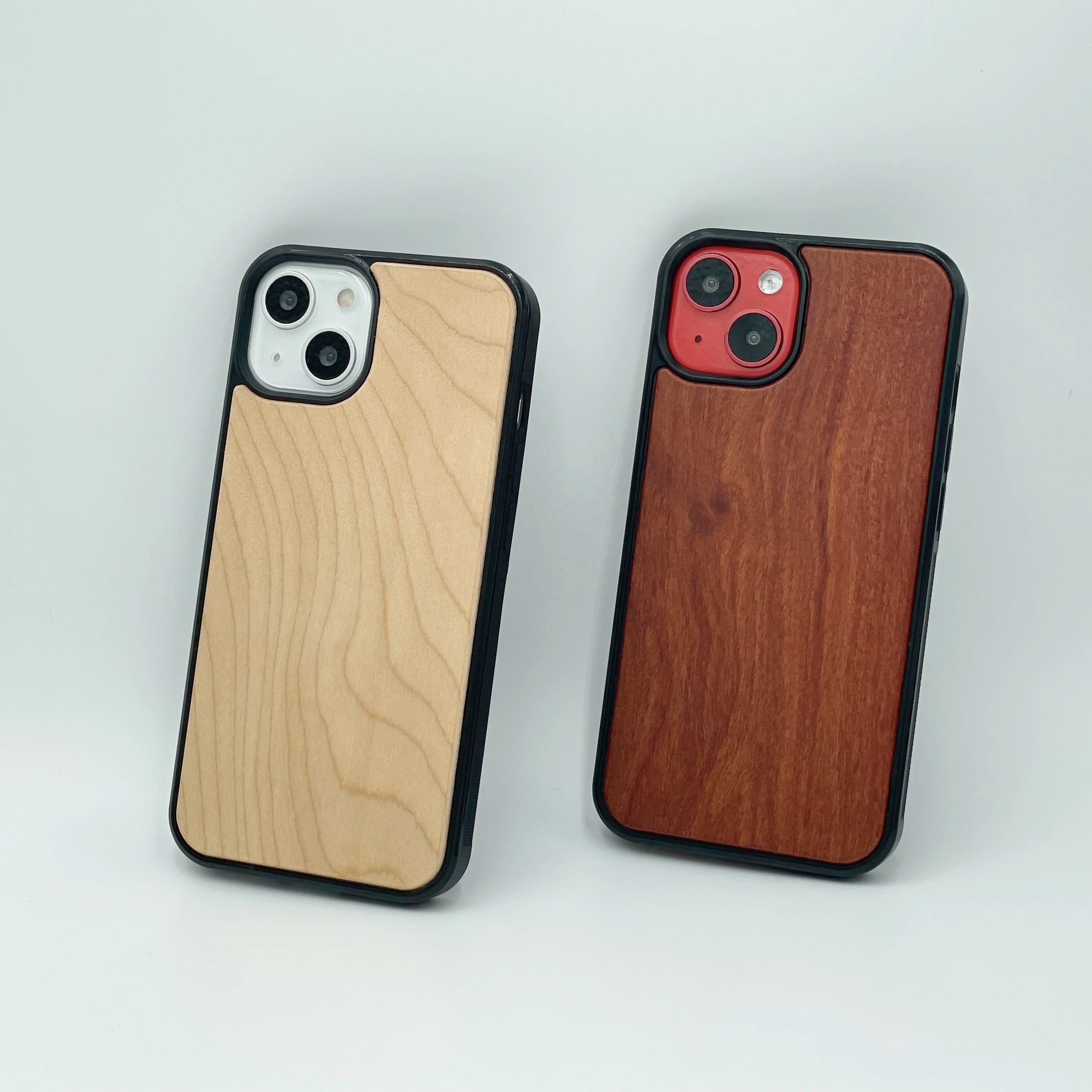 Wholesale Cute bumper phone case Natural Wood Layer TPU cell phone case for iphone 11 12 13 14 pro max design case with rubber