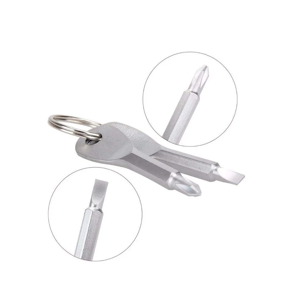 Portable Keys Ring Cross and Slot Type Mini Screwdriver Set Key Chain Stainless Pocket Screwdriver With Keychain