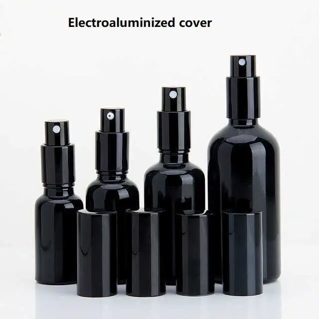 
hot sale 5ml 10ml 15ml 20ml 30ml 50ml 100ml black glass spray bottles frosted black bottle 