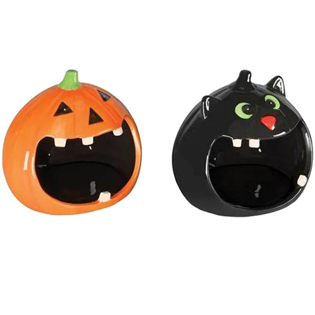 wholesale custom handmade manufacturer ceramic pumpkin tealight candle holder for Halloween