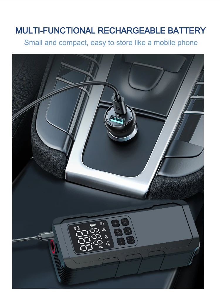 NEWO 150PSI Car Tire Inflator with Fast Inflation Air Hose and digital software with Auto Stop strong battery built-in Air Pump