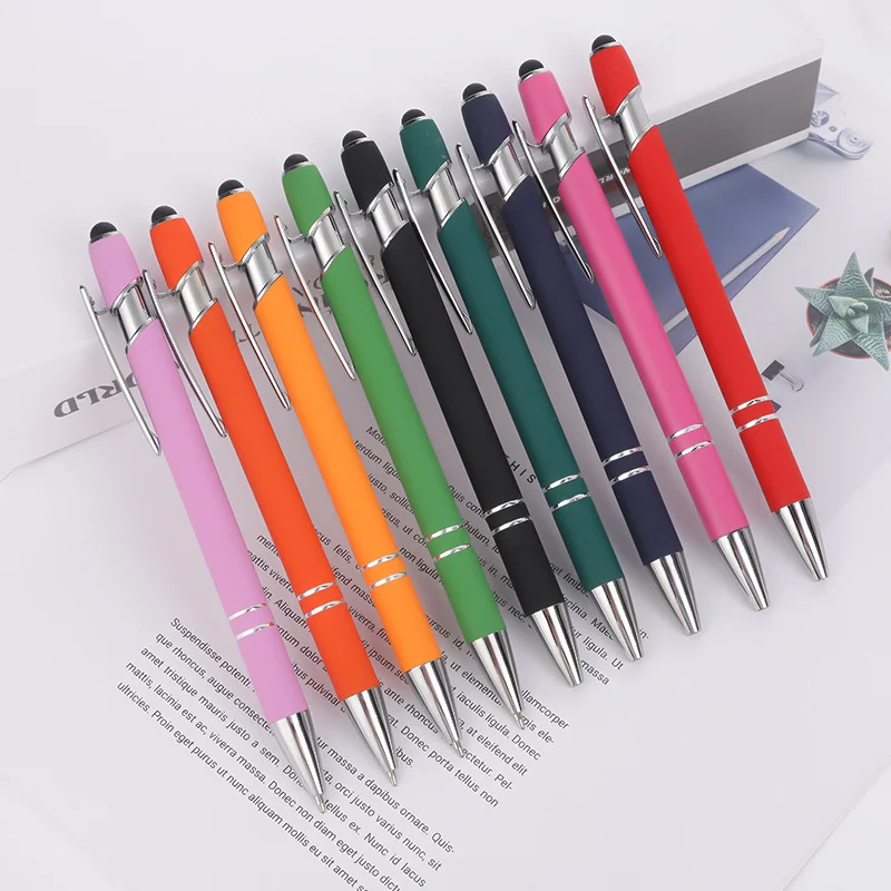 X1012-2 Promotional Wholesale Metal Ballpoint Stylus Pens With Soft Rubber Touch Screen Cheap Custom Logo Ball Pen For Mobile