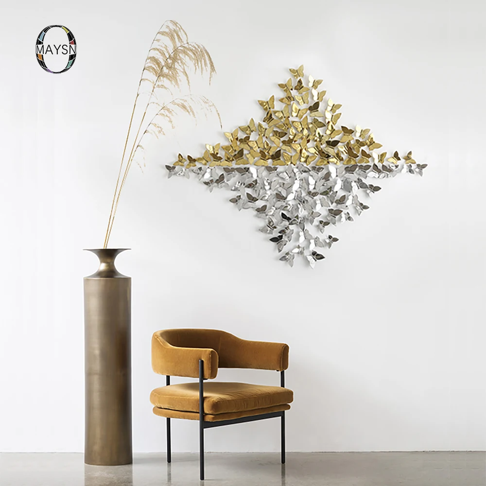 Luxury home decor colorful butterfly shape gold home decor home accessories modern ceramic decoration 3D wall art