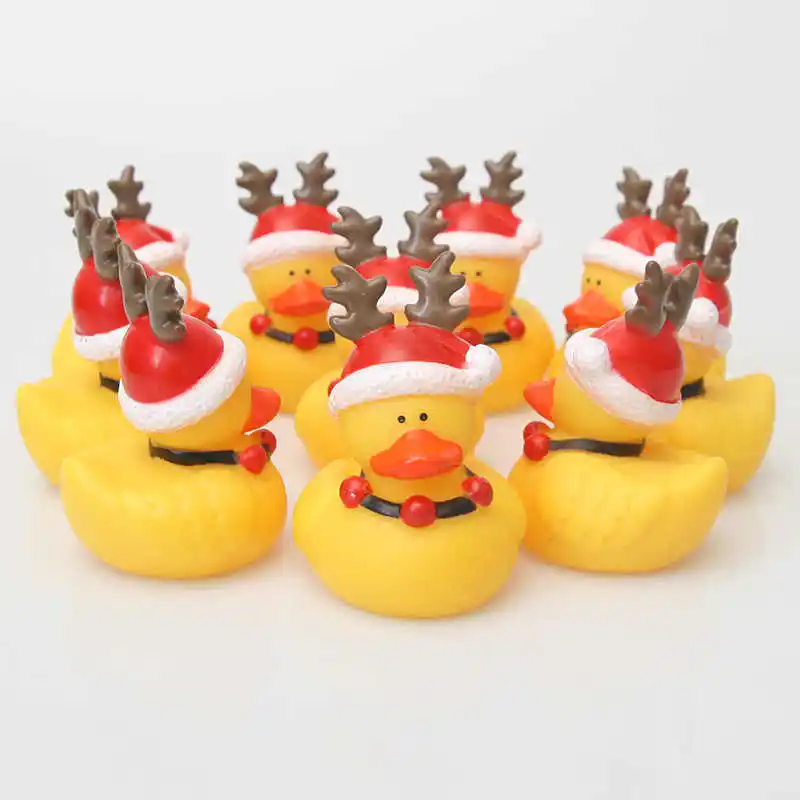 Customized Christmas Ducks  kids Bath Toys Squeaky Ducky Baby Toys Cute Rubber Duck Children Water Playing Toy Xmas Decor