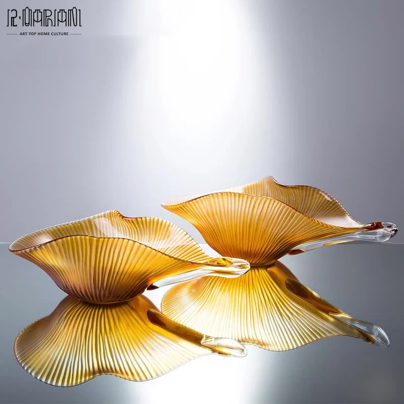 Nordic Creative Living Room Household Large Glass Fruit  Bowl Serving Dish Plate For Home Decoration