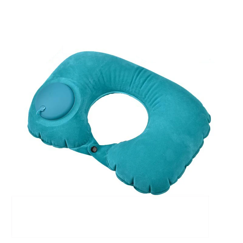 PVC Flocking Neck Support Pillow Portable U-shaped Inflatable Neck Pillow For Airplane  Travel