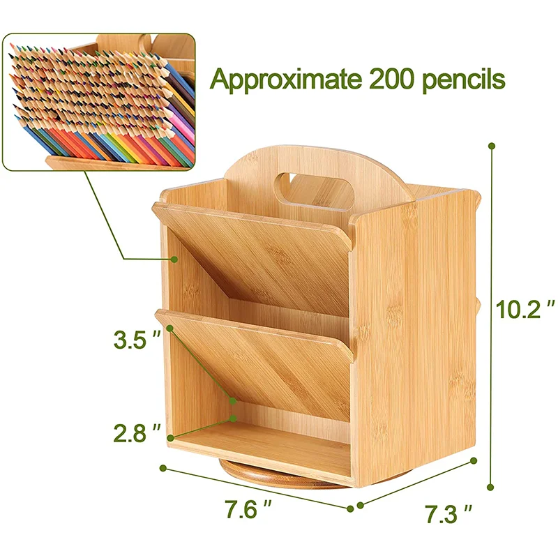 Wholesale 6 Compartments Office Supplies Desktop Set Bamboo Storage Desk Organizer For Documents