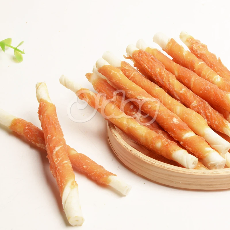 Natural Bulk Pet Snack Chicken Wrap Rawhide Stick Dog Treat Chew Rawhide Dog Chicken Treats