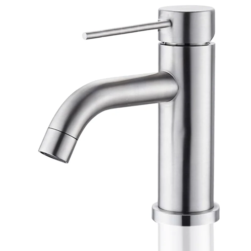 Factory Direct Sale Deck Mounted Brushed Nickel SUS304 Round Sink Faucet Watermark Wels Wash Basin Tap For Bathroom