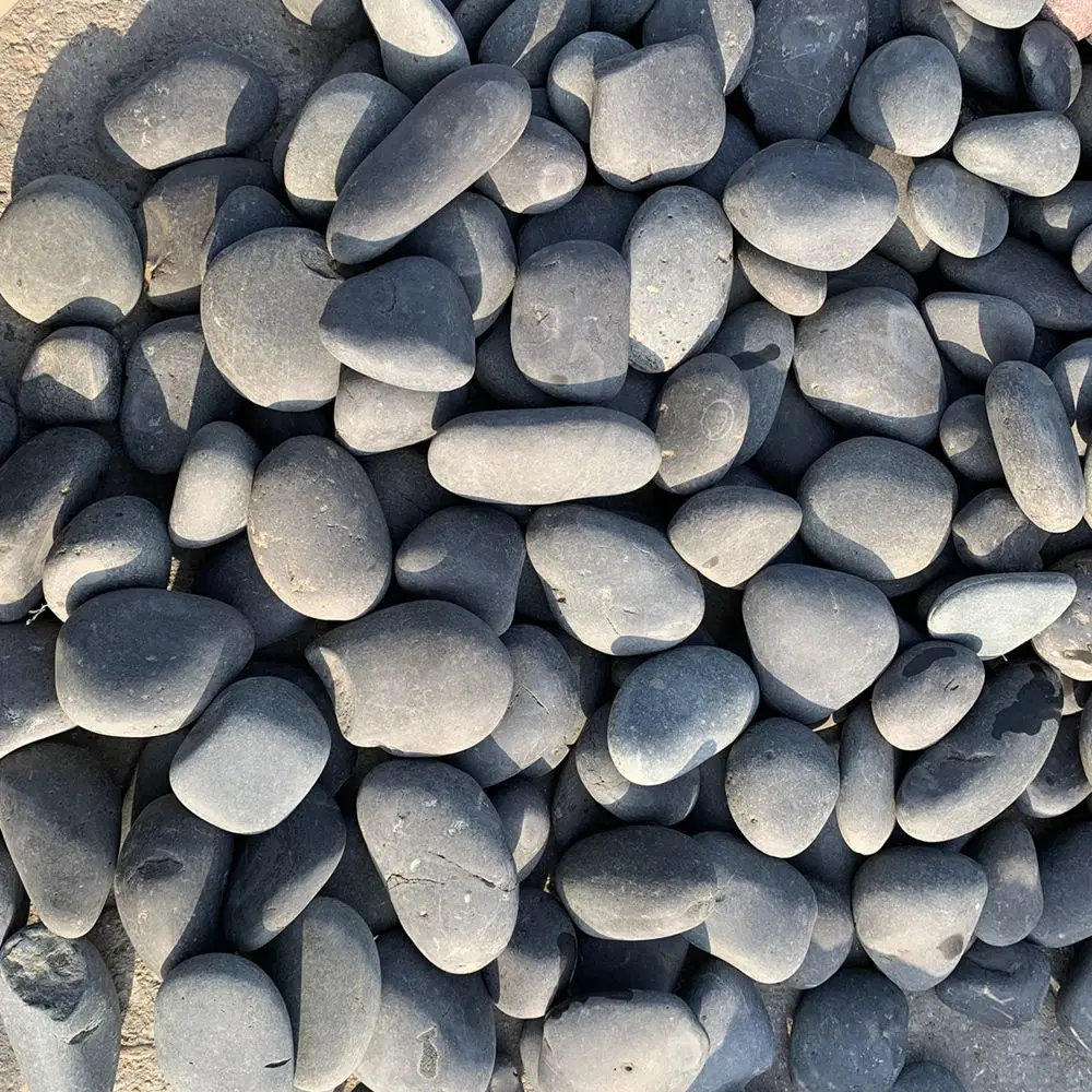 High quality factory cheap garden decoration honed tumble white washed cobble pebble stones grey for sale