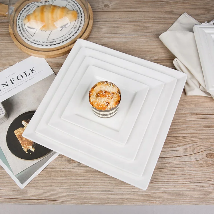 wholesale square ceramic dinner plate sets white plate