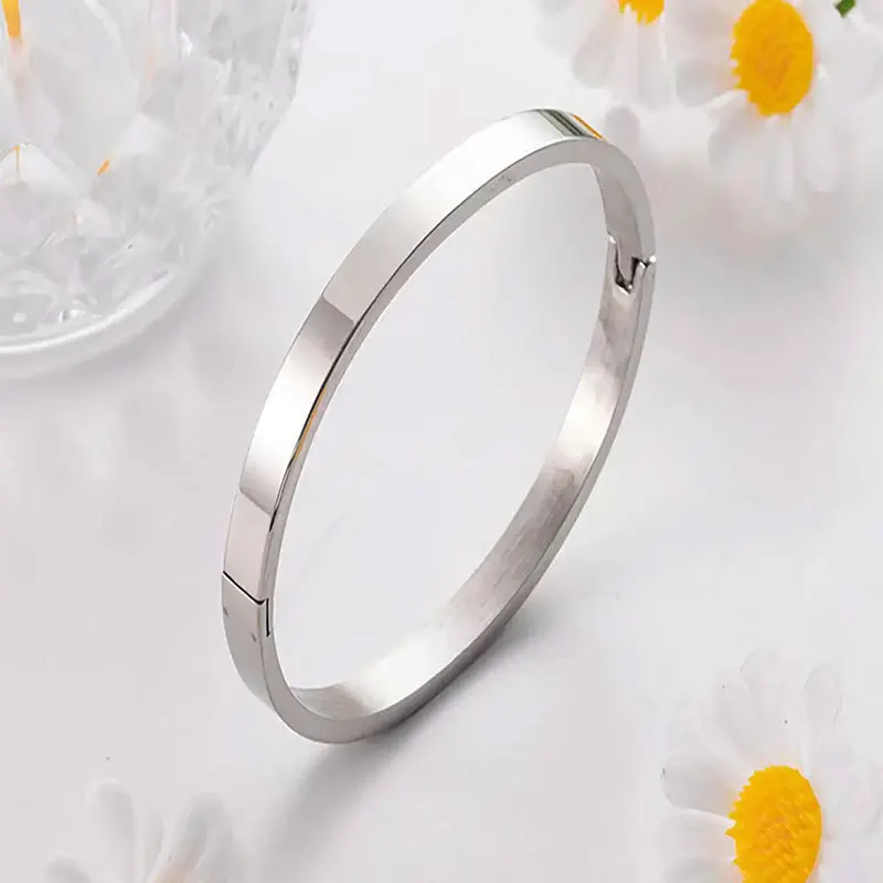 Stainless steel gold plated bracelets bangles nail heart zircon bamboo silver 18K gold jewelry women star engraved bracelet