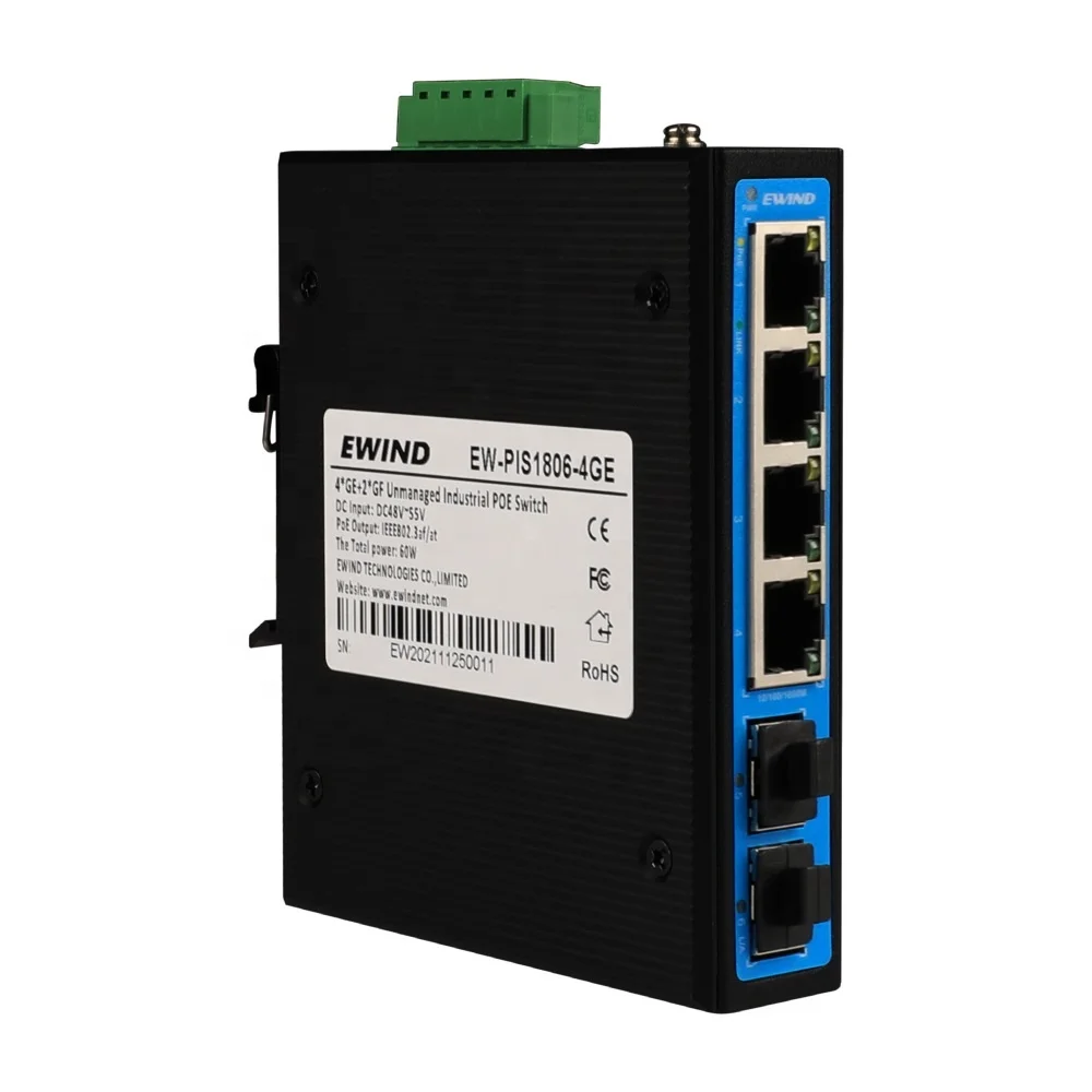 Ewind 1000M Unmanageable Fiber switch poe network for CCTV IP Camera With Uplink Gigabit SFP Port