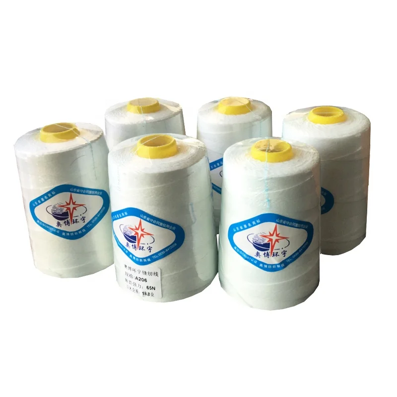 20s6 virgin material, raw white, shaped polyester bag closing thread factory price, bag closer thread