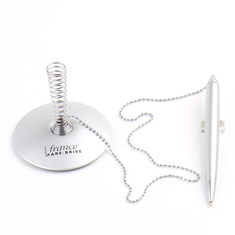 Luxury Custom Promotional High Quality Desk Stand Ball Pen Table Pen Holder Desk Pen with Metal Spring for Hotel Bank Counter