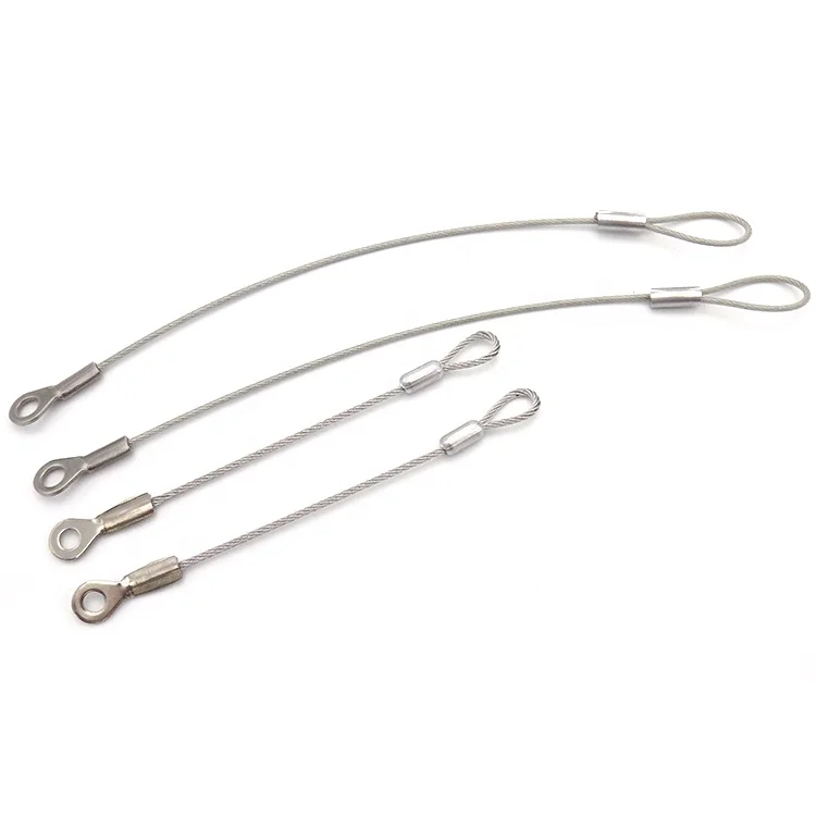 Durable Stainless Steel Cable Lanyard Plastic Coated With Loop And Eyelet Terminal Ends