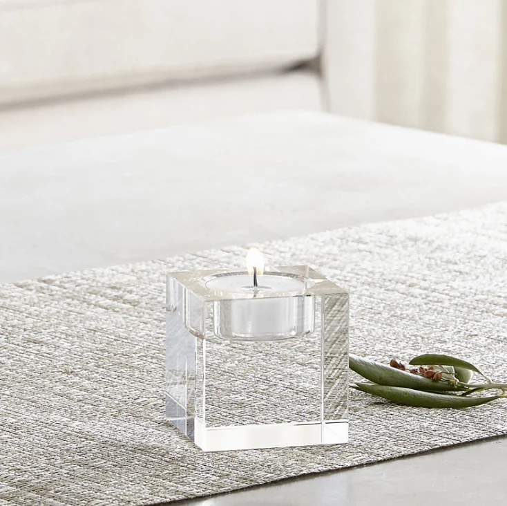 Square Clear Crystal Candle Holder Candlesticks Acrylic Tea Light Candle Holders Wedding Christmas Party DIY Decoration gift