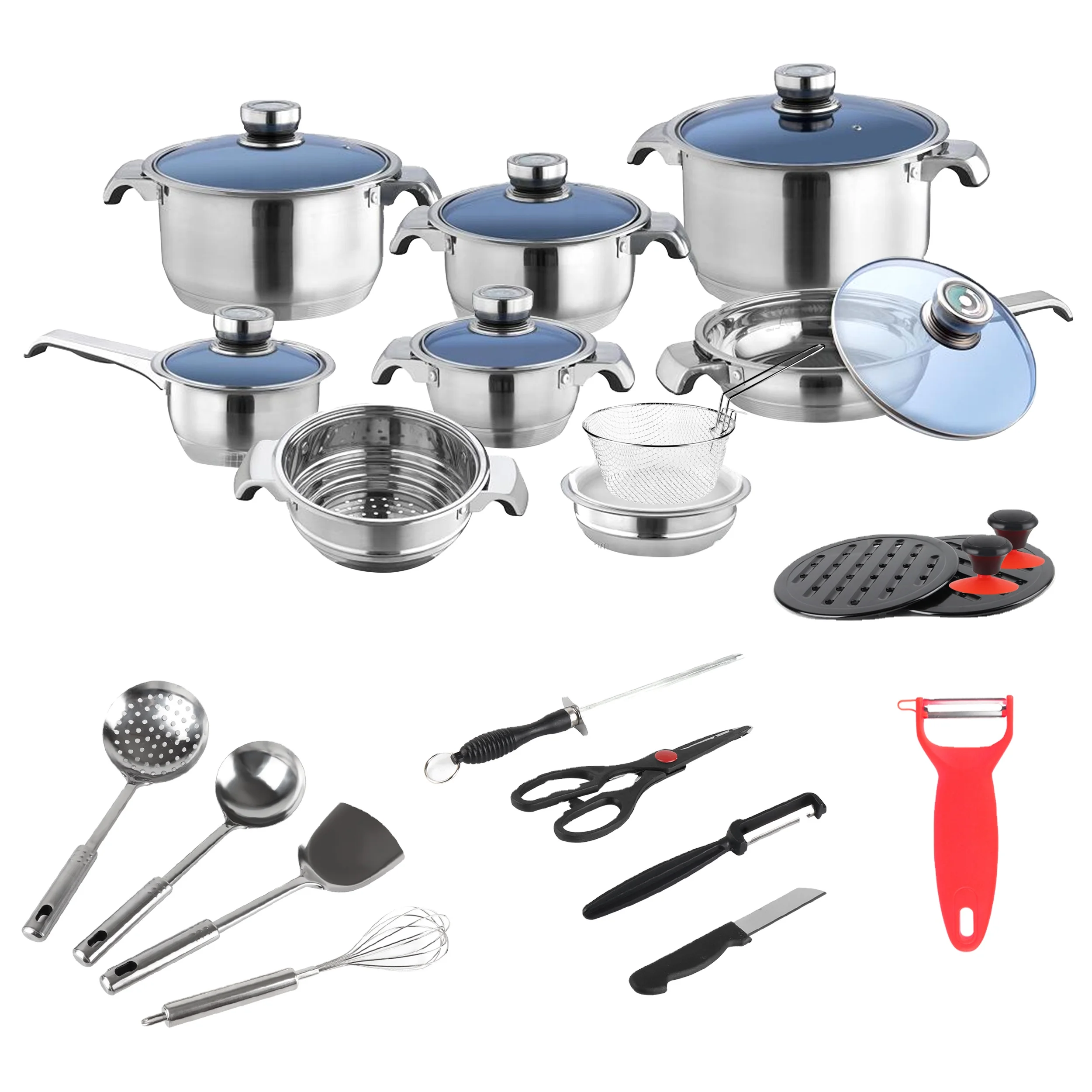9 Setps Capsulated Bottom Poste De Cuisine Kitchenware Set Casserole Pots Cookware