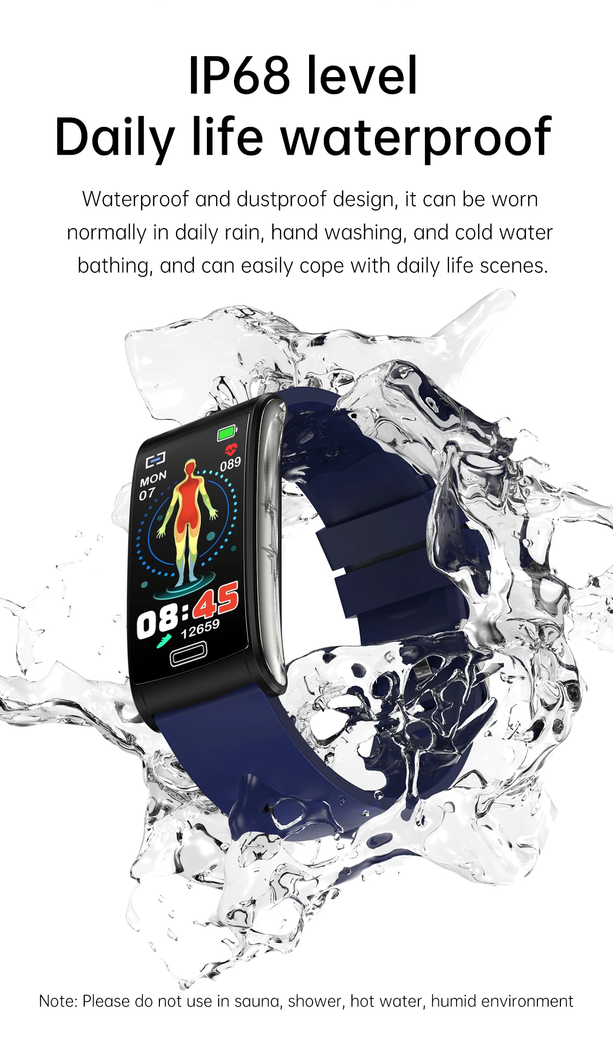 2023 Newest Medical E600 Smart Watch Ip68 Waterproof Temperature Blood Glucose Smartwatch ECG PPG smart watch